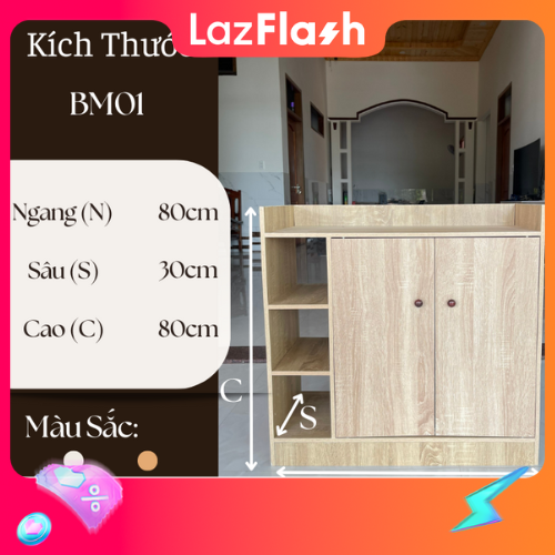 Tủ giày gỗ thông minh hiện đại kệ giày kệ gỗ chất liệu MDF cao cấp chống nước 80x80x30cm