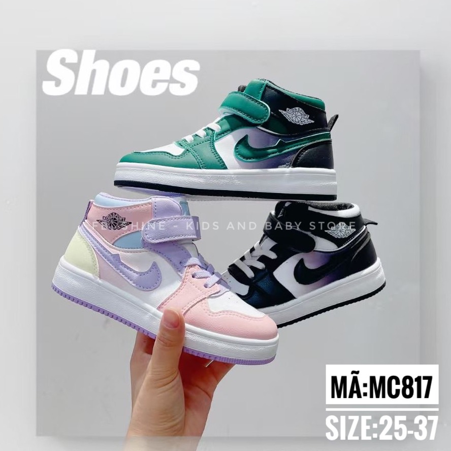 [Ảnh thật] Giày Thể Thao sneaker Jordan cổ cao cho bé chất da PU siêu mềm, nhẹ đế cao su chống trơn trượt MC817