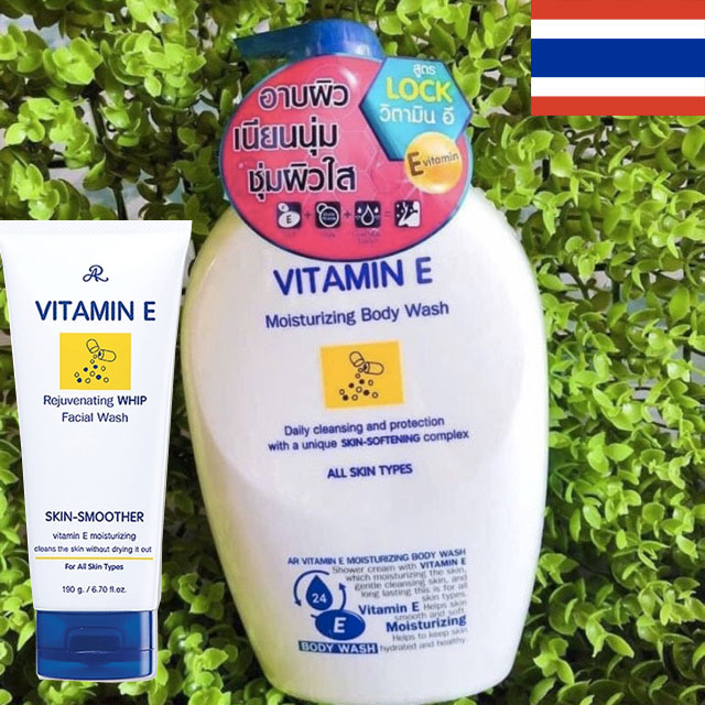 Sữa tắm 800ml và sữa rửa mặt 190g dưỡng trắng da vitamin e hàng thái lan
