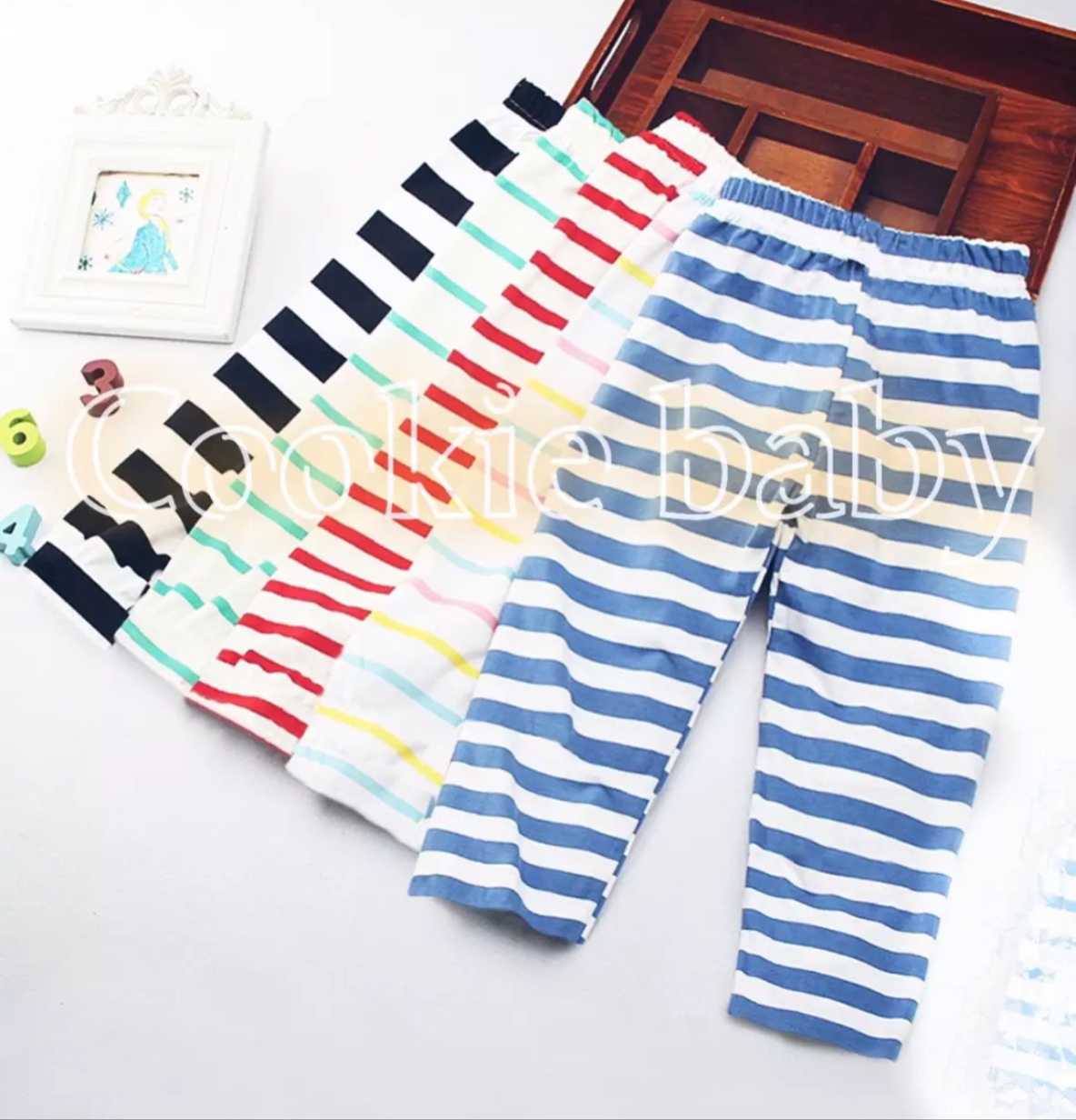Combo 10 quần dài cotton kẻ cho bé