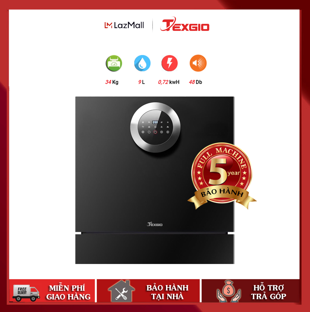 [Trả góp 0%]Máy Rửa Chén Bát 8 Bộ TEXGIO TG-BI205 - Miễn Phí Vận Chuyển - Diêt Khuẩn UV - Điều Khiển Cảm Ứng - Bảo Hành 05 Năm - Tặng Bộ Chất Rửa