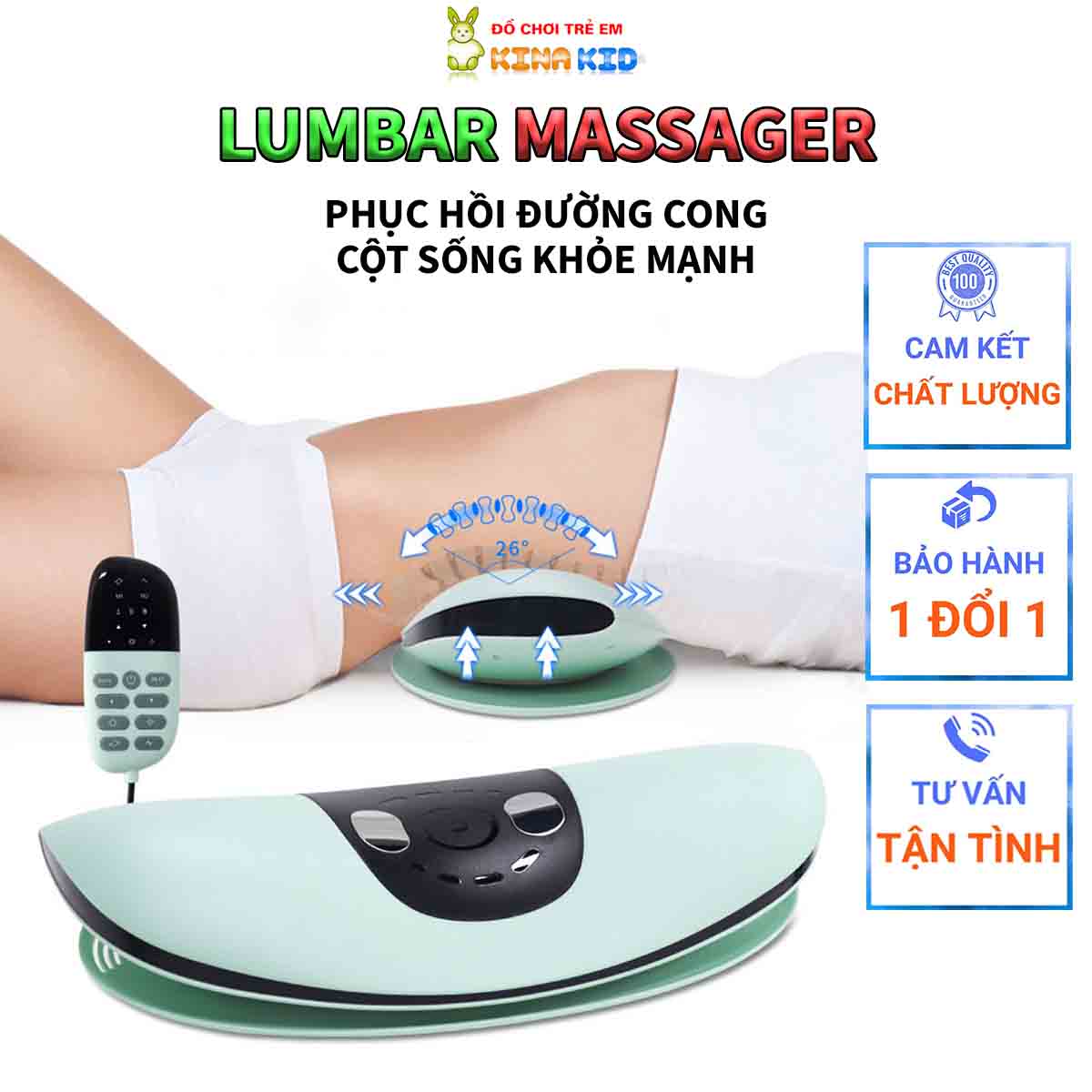 Máy massage thắt lưng cột sống lumbar massager st-1202, thiết kế pin sạc mới