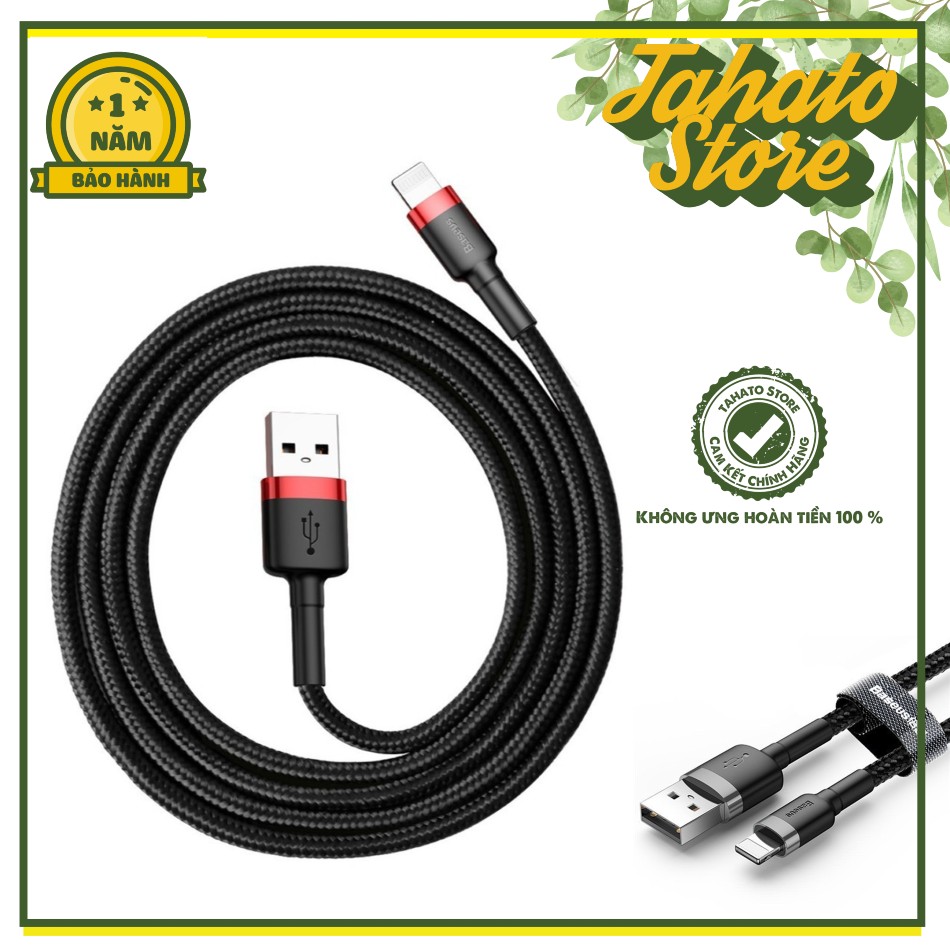 [ BH 12 THÁNG] Cáp sạc nhanh, truyền dữ liệu tốc độ cao Baseus Cafule Lightning cho iPhone/ iPad Dài 1M ( 2.4A, Sạc nhanh, Siêu bền)