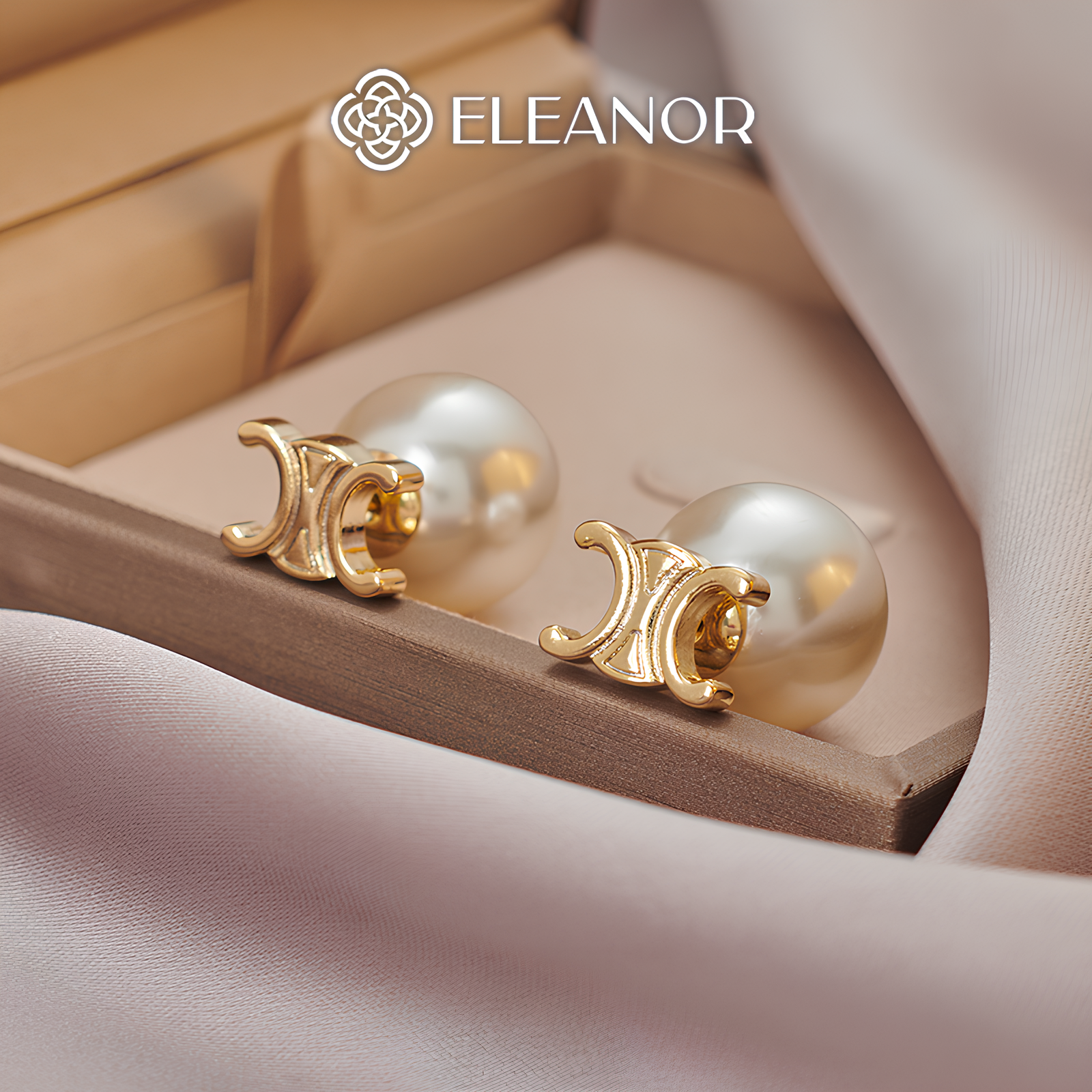 Bông tai nữ chuôi bạc 925 Eleanor Accessories khuyên tai ngọc trai nhân tạo phụ kiện trang sức 6027