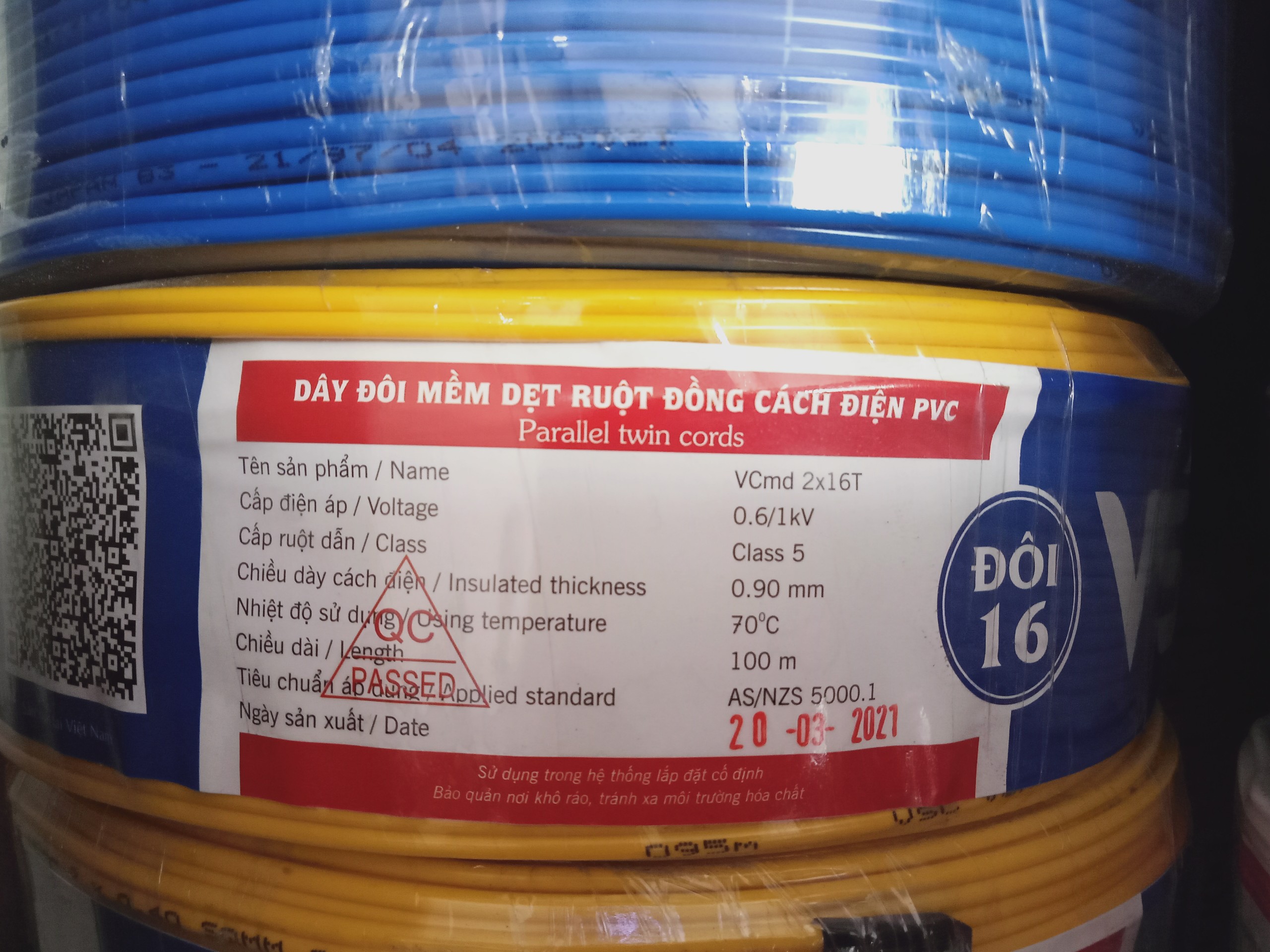 Dây điện đôi sup vĩnh thịnh vcmd 2x16t -dây đồng 100%- bọc cách điện pvc