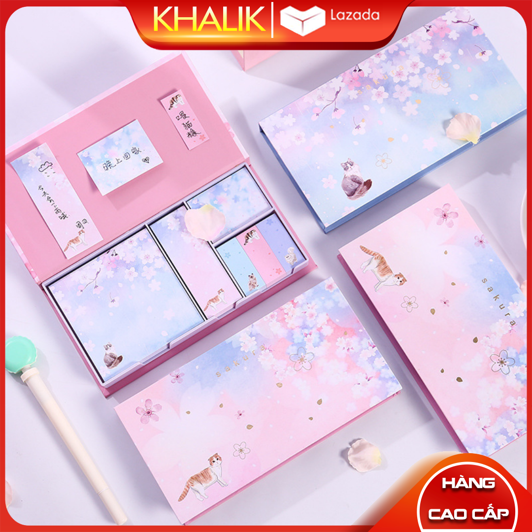 [FREESHIP] Hộp giấy nhớ, giấy note ghi chú 6 tập/480 tờ KHALIK cực dễ thương Hàn Quốc