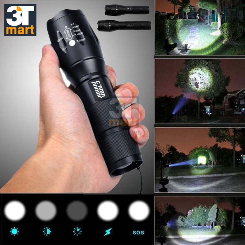 Bộ đèn pin siêu sáng c'mon guard xml-t6 10w + pin sạc + sạc