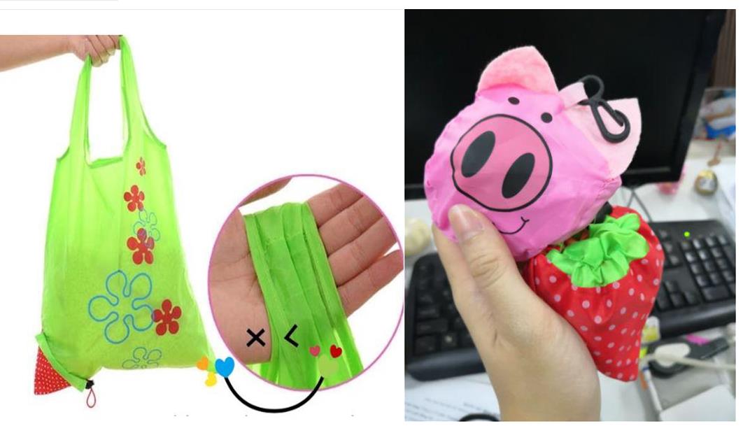 Túi gấp gọn hình trái dâu tây tiện dụng