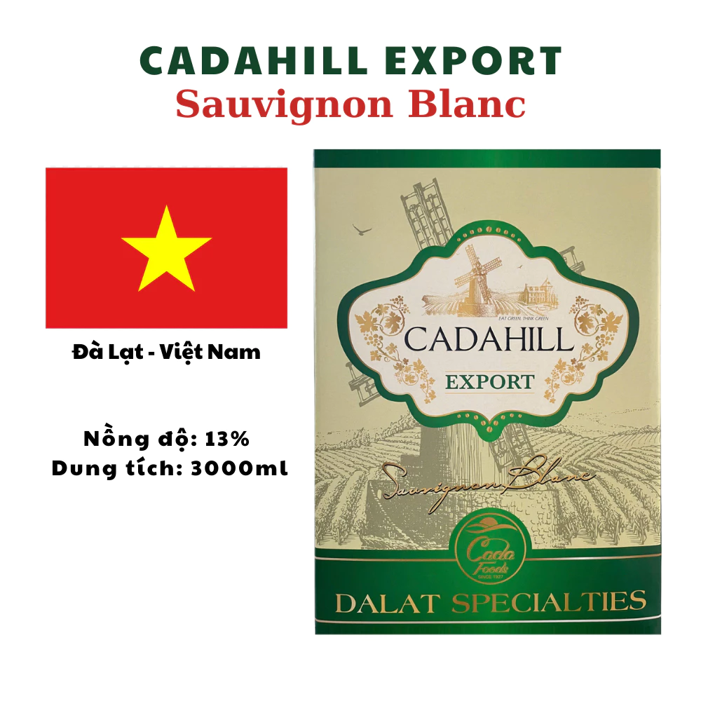 Vang bịch Cadahill Export Trắng 3L