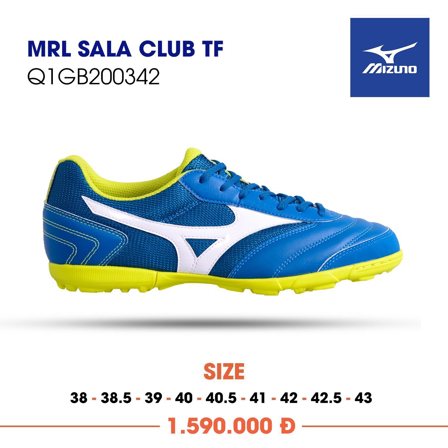 GIÀY ĐÁ BÓNG MIZUNO MORELIA SALA CLUB TF ROYAL TRẮNG / XANH
