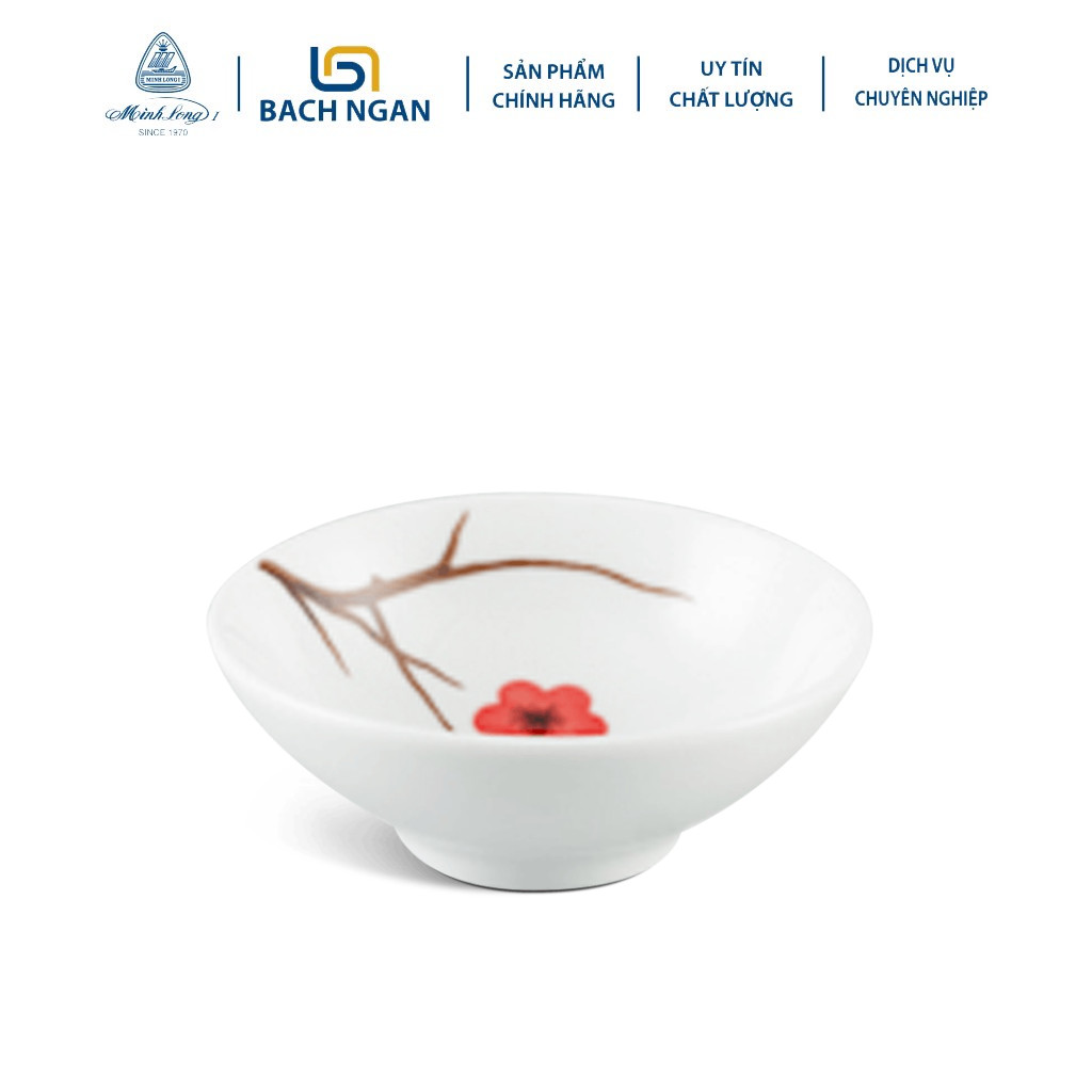 Bộ 5 Chén Chấm Minh Long 9cm Daisy Hồng Mai, hàng sứ đẹp cao cấp dùng để ăn cơm trong gia đình, đãi khách, tặng quà tân gia