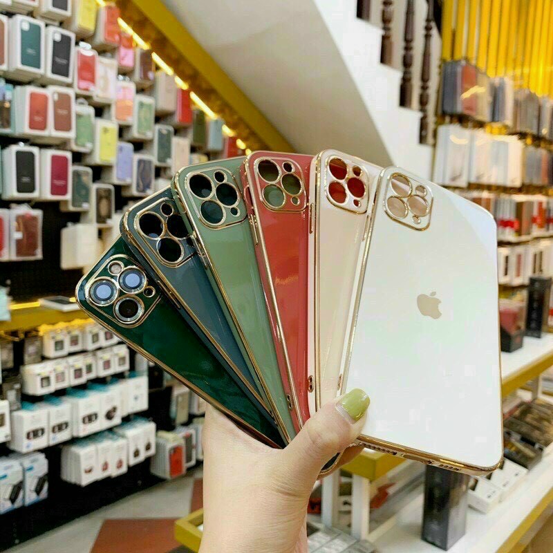 Ốp Lưng Dẻo Vuông Xi Viền Giả iPhone 12 cho iPhone 6 đến 12 promax, màu sắc hot hit