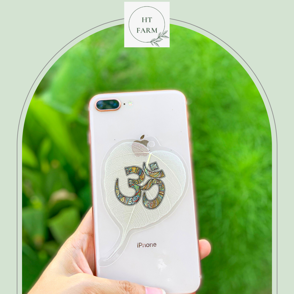 Lá Bồ Đề In hình - Chữ OM (Mẫu 1) (Cầu Bình An – May mắn, Ốp điện thoại, Hàng loại 1)