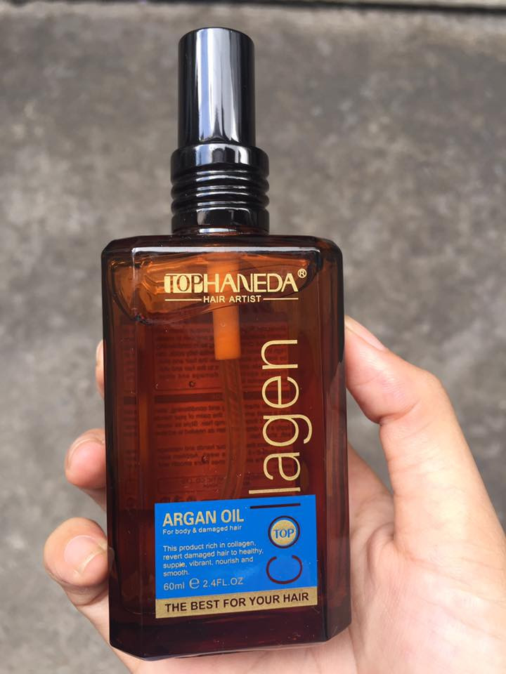 Tinh dầu phục hồi chăm sóc tóc khô yếu Haneda Collagen Argan Oil 60ml