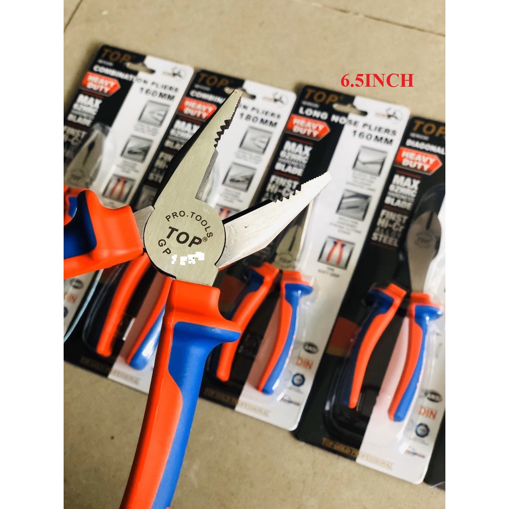 Kìm điện cán đỏ xanh 160mm cao cấp top gp1160