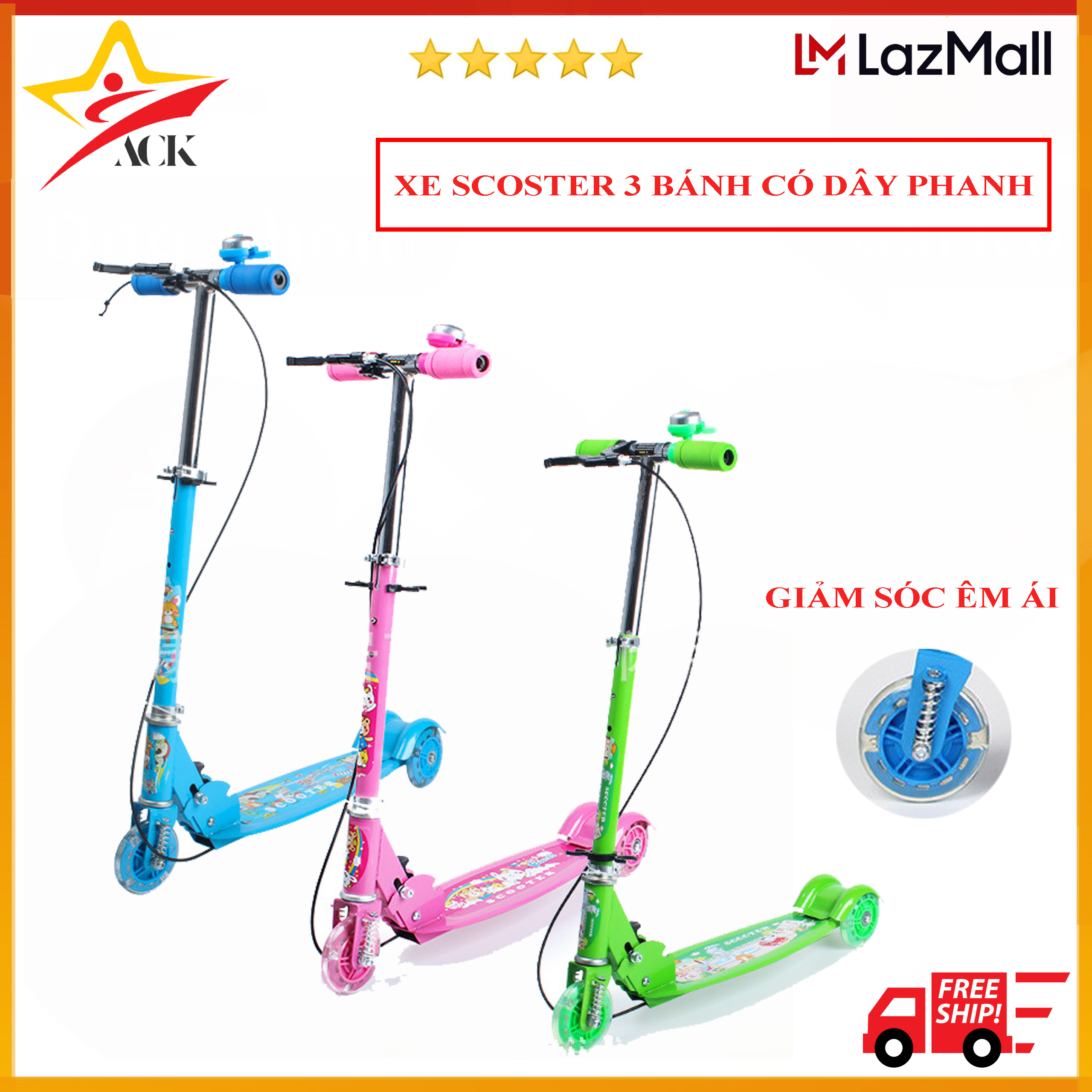 Xe Trượt Scooter 3 Bánh Có Đèn LED Phát Sáng