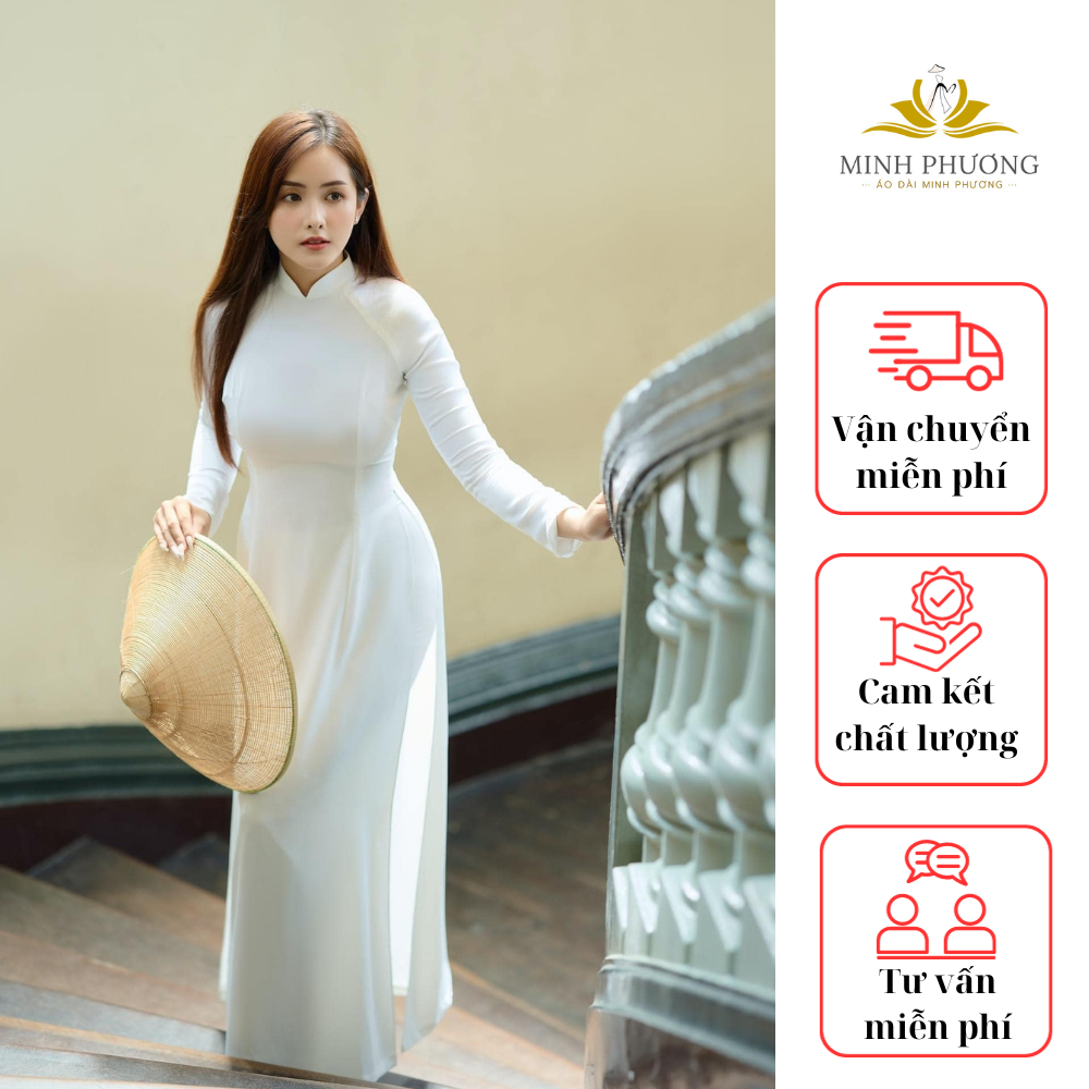 Áo dài trắng truyền thống 4 tà, lụa chiffon cao cấp, phù hợp đi học, chụp kỷ yếu