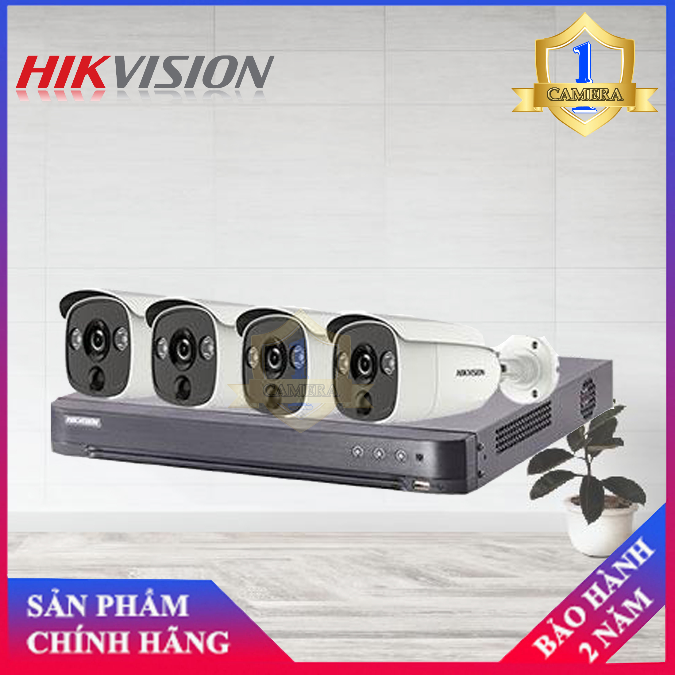 Trọn bộ 4 camera hikvision ds-2ce12h0t-pirl + đầu ghi 4 kênh ds-7204huhi-k1