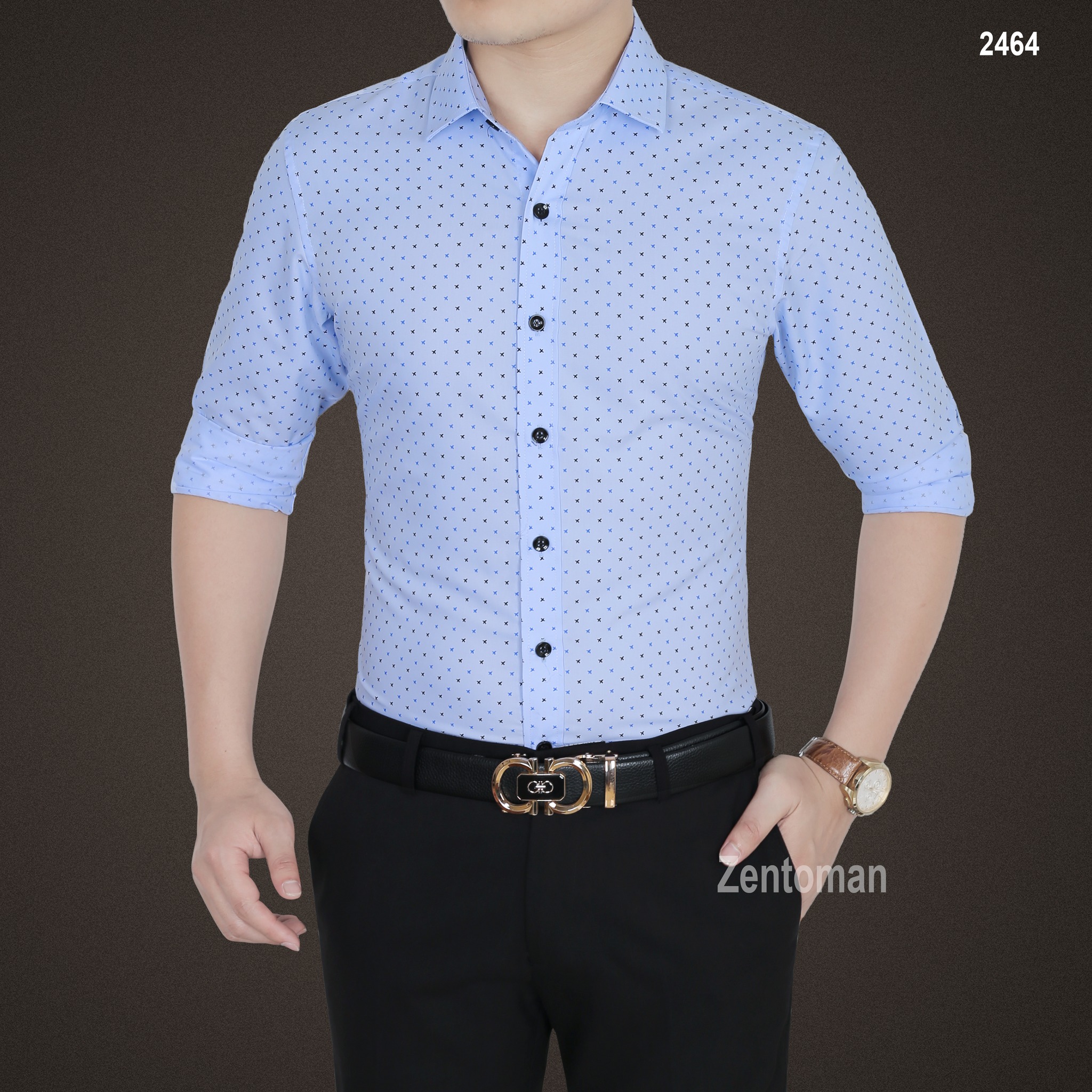 [4.4 HOÀN TIỀN 15%]Áo sơ mi nam, áo sơ mi họa tiết công sở cao cấp không nhăn thiết kế độc quyền Zentoman 2464 ( ảnh thật)