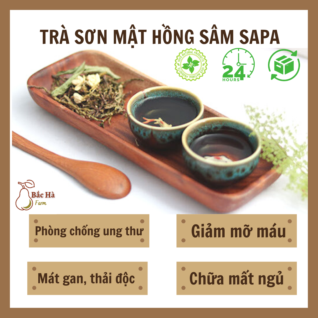 500gr trà sơn mật hồng sâm sapa tsm01 bachafarm trà thảo mộc organic