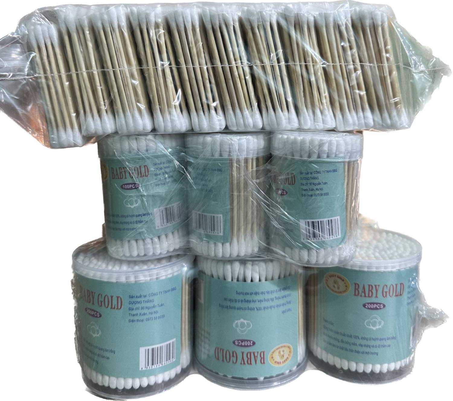 Tăm bông hộp 200 cây Baby Gold