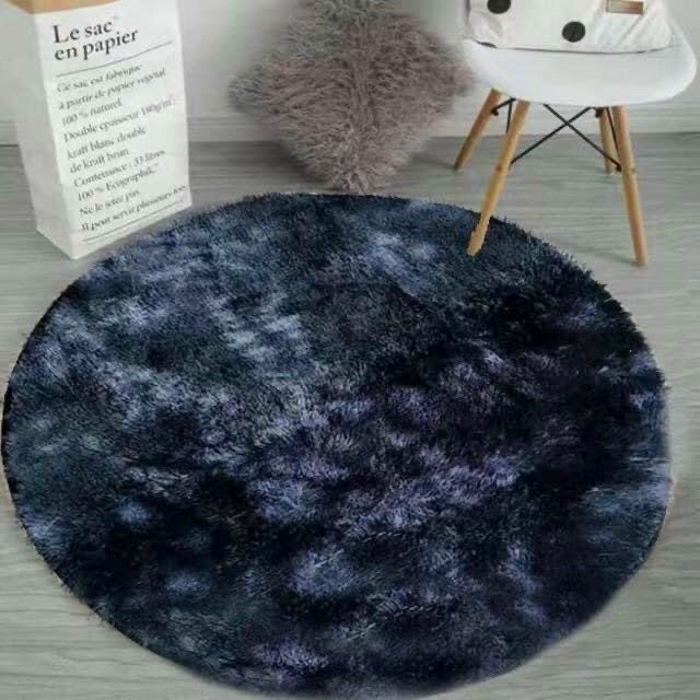 Thảm lông loang hình tròn, thảm decor đường kính 1m - hàng chuẩn loại 1