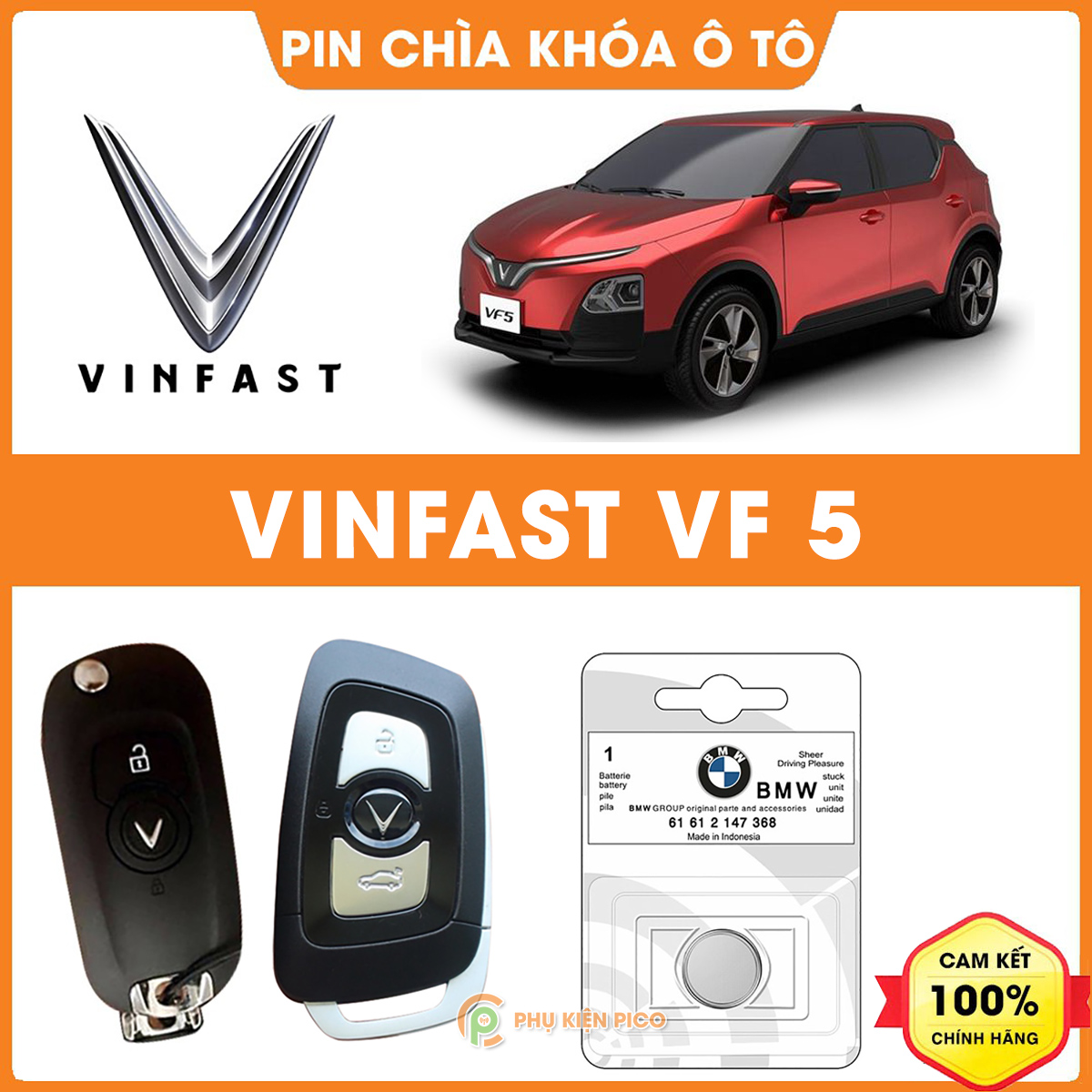 Pin chìa khóa ô tô Vinfast VF5 chính hãng sản xuất tại Indonesia