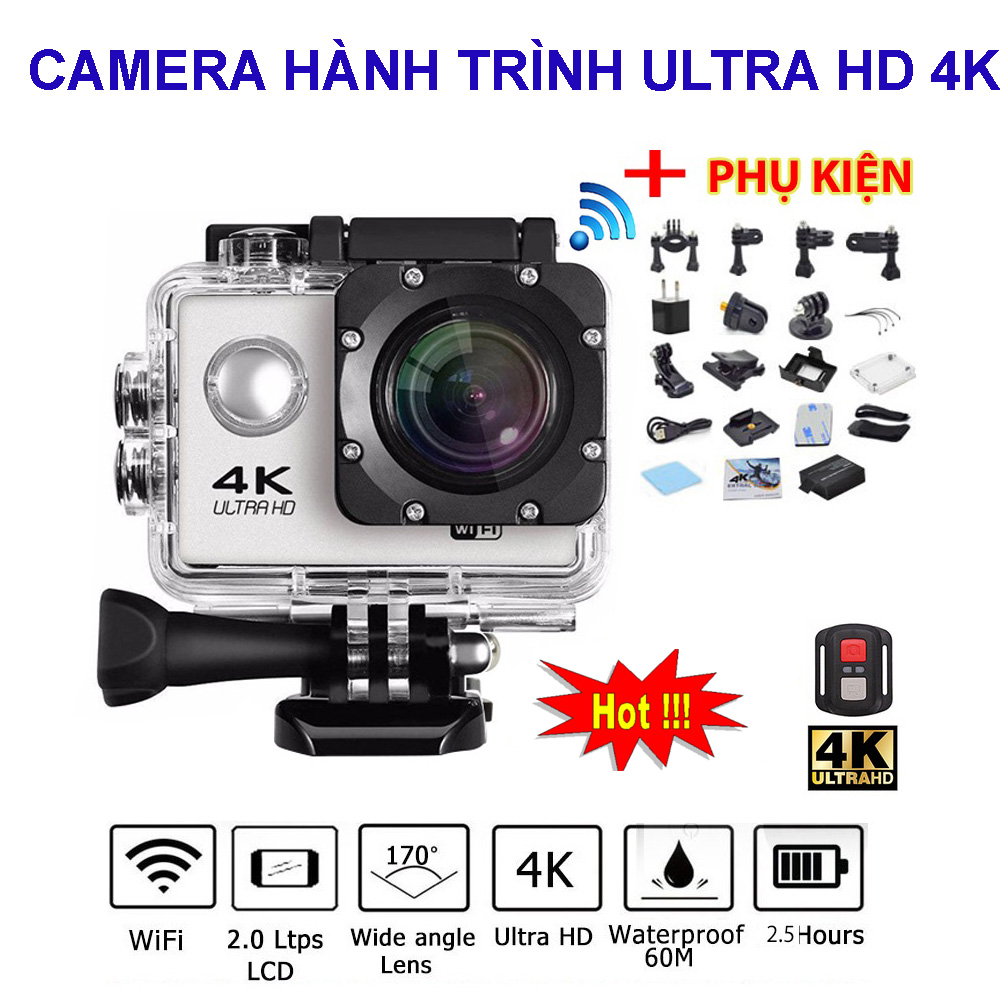 Camera hành trình 4k chống nước, camera 4k hành trình. chống nước, chống rung, kết nối wifi góc quay 170 độ. lỗi 1 đổi 1
