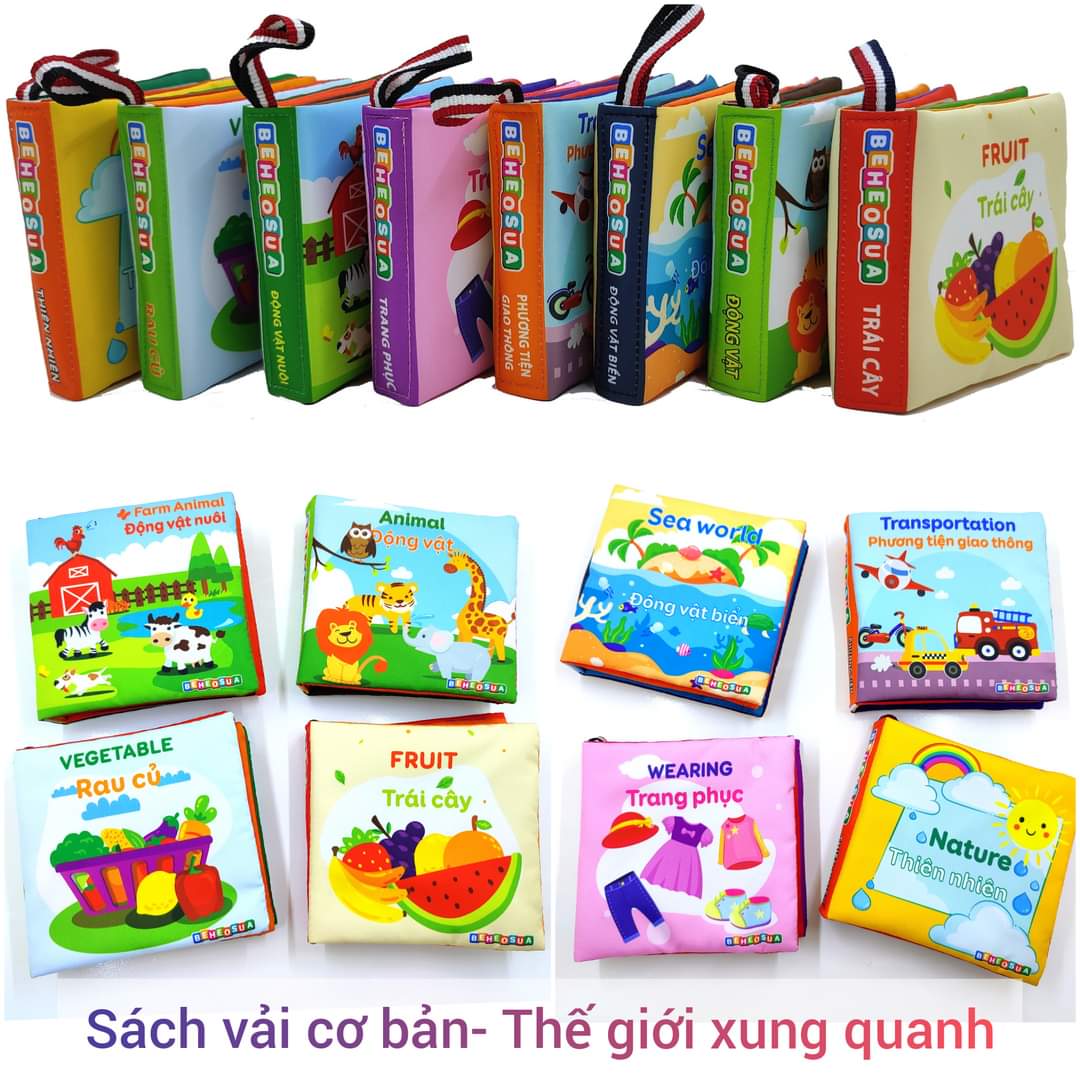 Sách vải cho bé - Combo 4 quyển sách vải nhận biết thế giới xung quanh