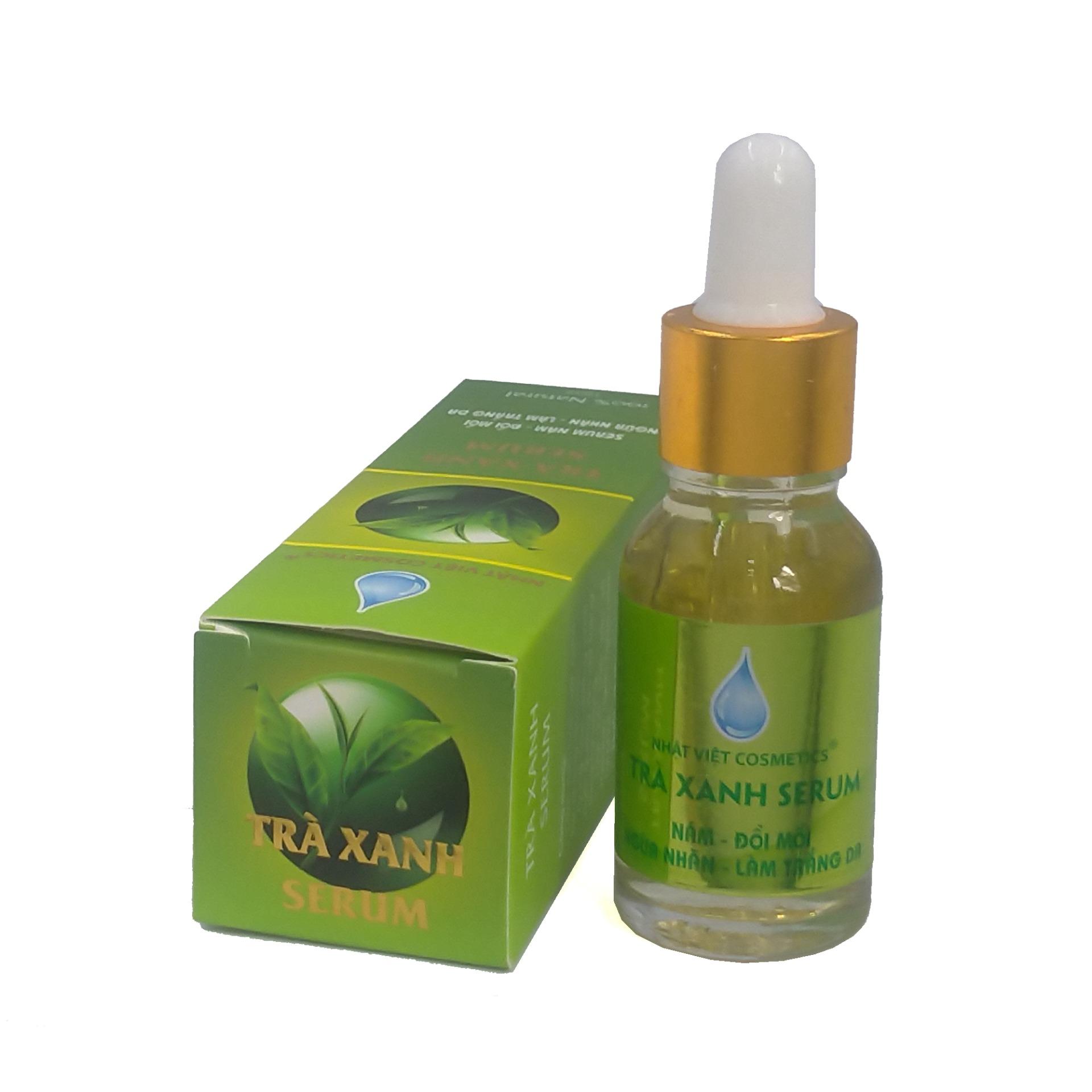Serum Nám Tàn nhang Làm trắng da Ngừa nhăn Đồi mồi Trà Xanh serum Nhật Việt 15ml (Xanh lá-Vàng)