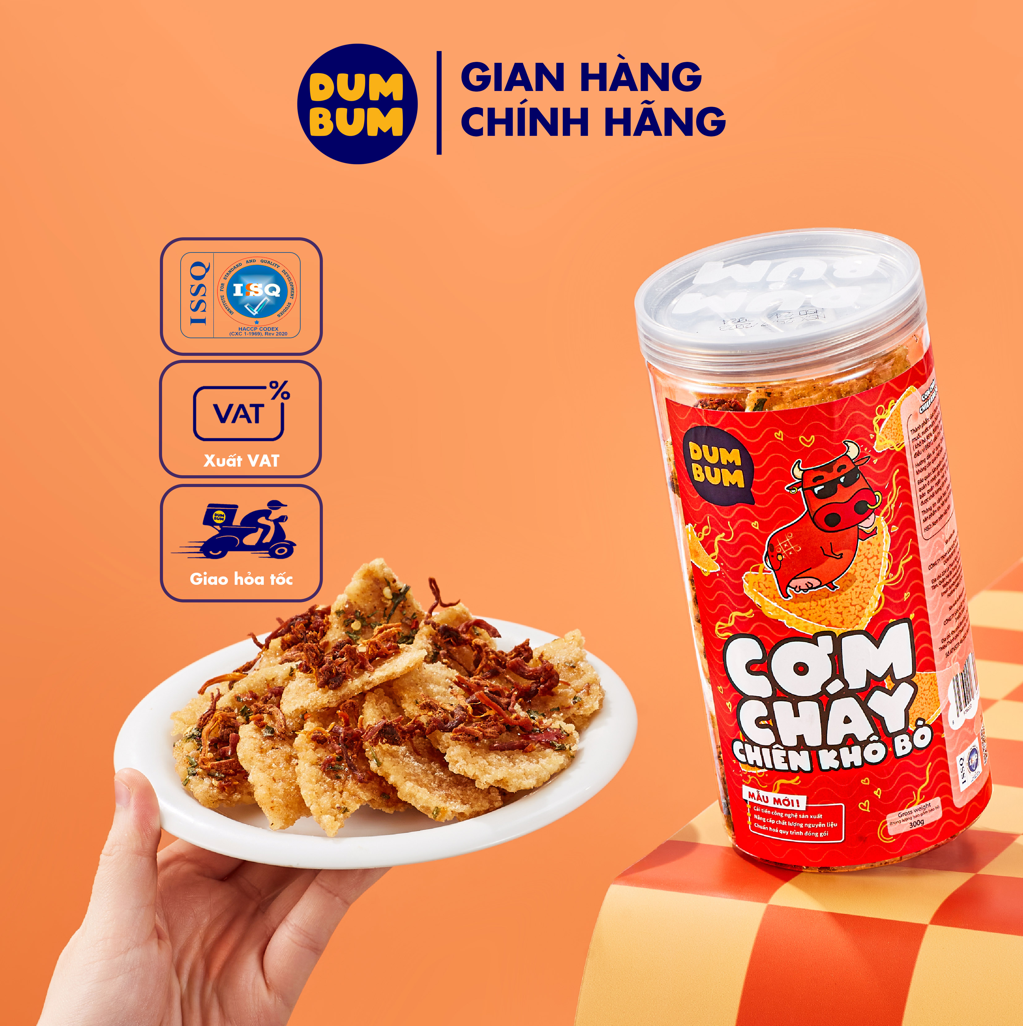 Cơm cháy chiên khô bò 300g DumBum đồ ăn vặt Hà Nội vừa ngon vừa rẻ