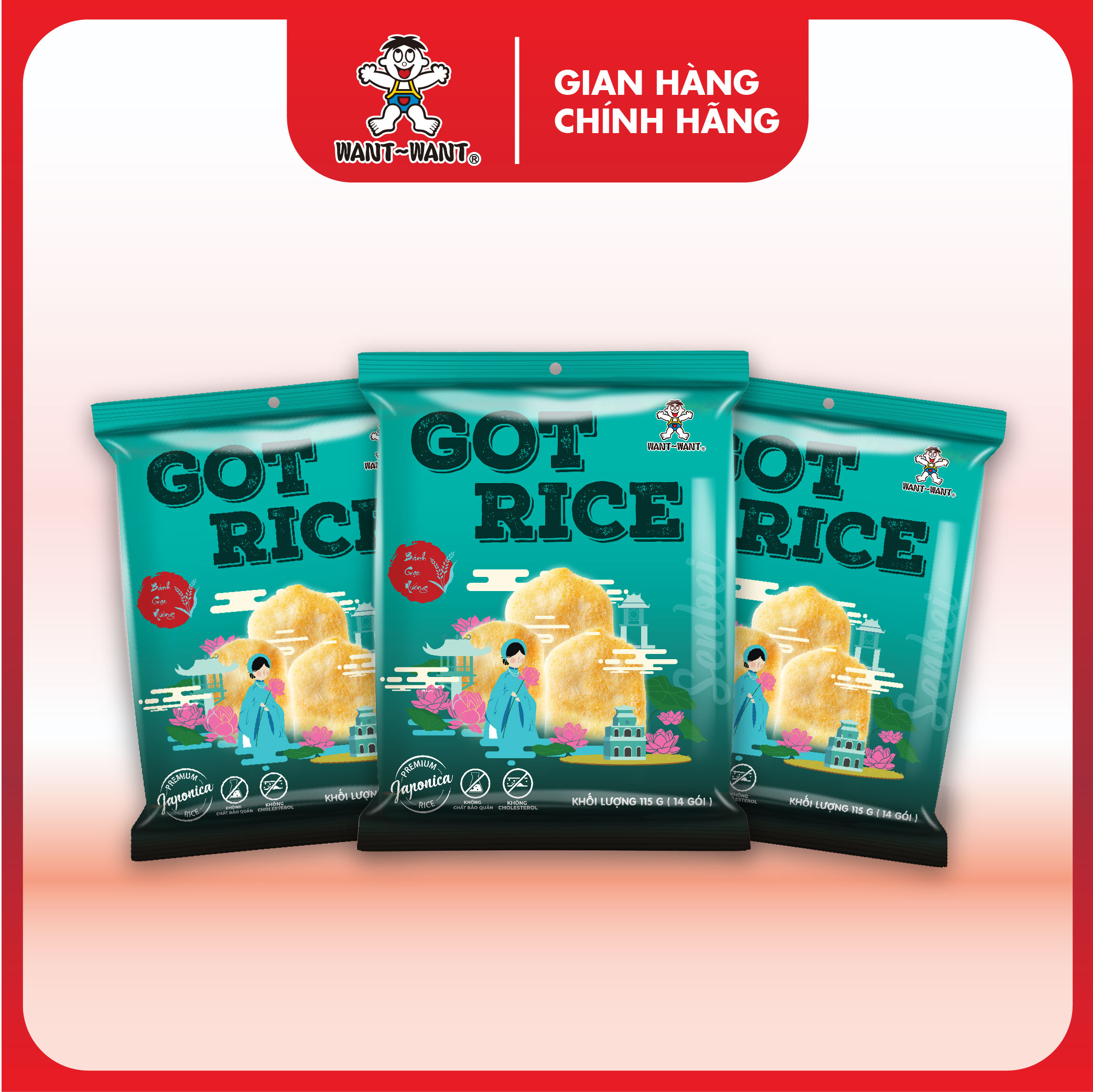  Combo Bánh Gạo Senbei Got Rice Want Want Phiên Bản Mới Vị Nước Tương Kiểu Nhật Gói 115g Giòn Ngon Tiện Lợi 