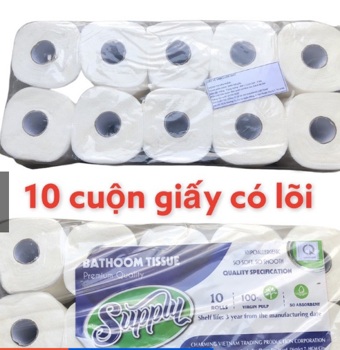 Giấy vệ sinh thái lan gia nguyên 1 lốc 10 cuộn có lõi