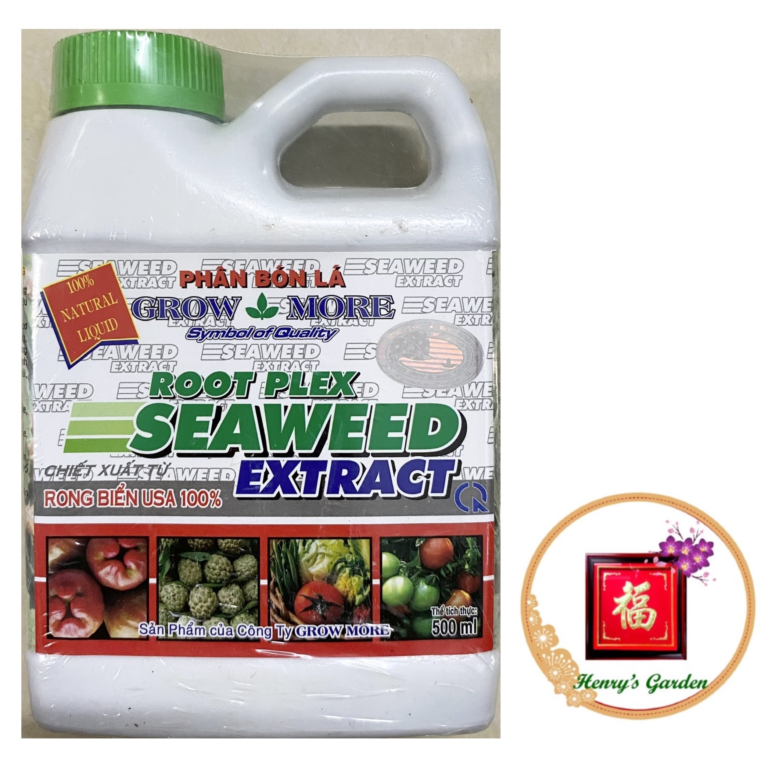 Phân bón root plex seaweed extract - rong biển usa 100% phân bón lá grow more - #494a# 500ml