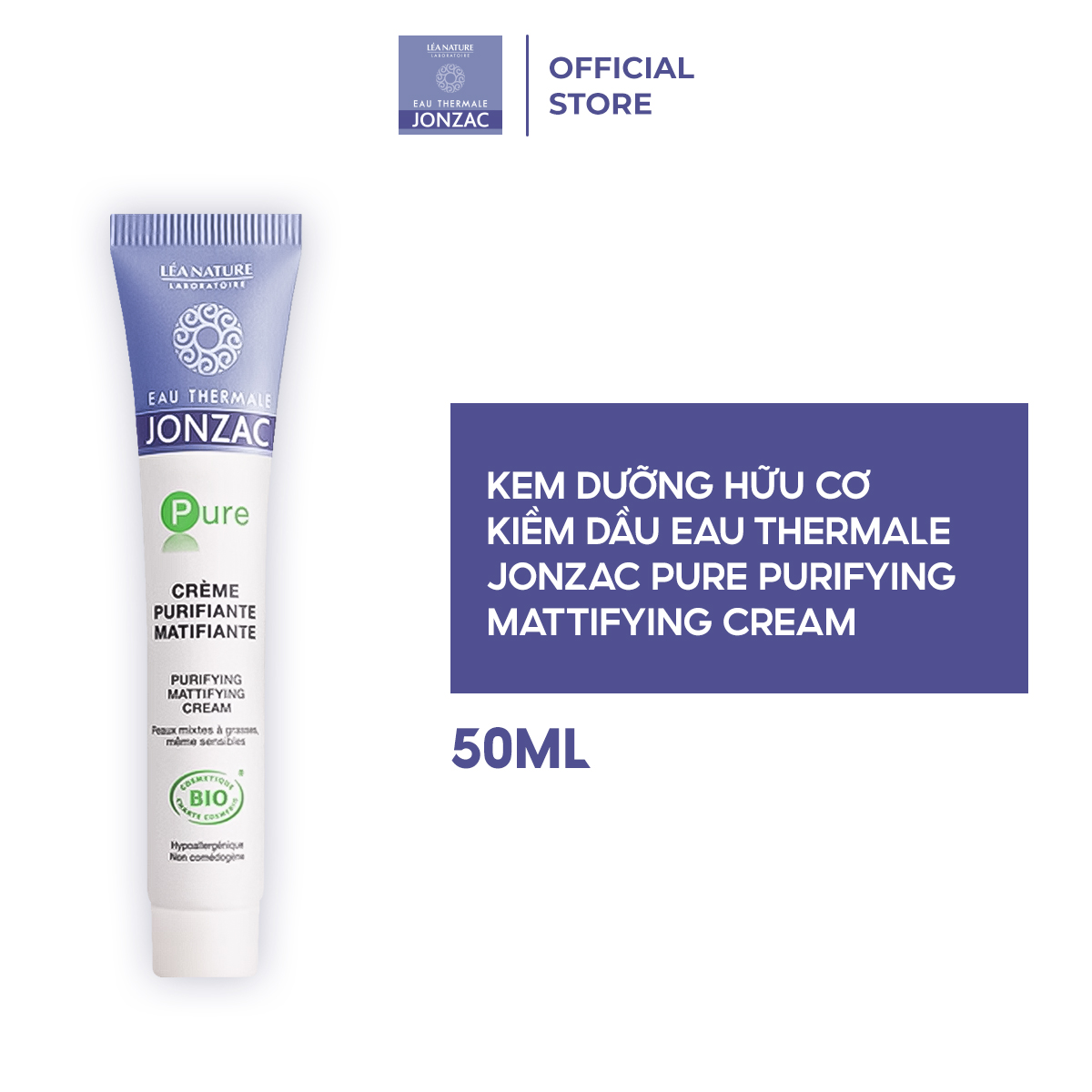 Kem Dưỡng Điều Tiết Dầu Nhờn Dành Cho Da Dầu Mụn - Eau Thermale Jonzac Pure Purifying Mattifying Cream 50ml