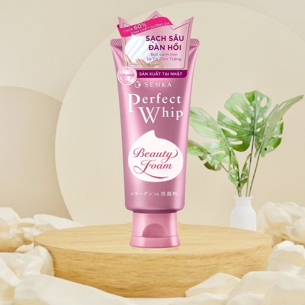 Sữa Rửa Mặt Senka Beauty Foam Collagen-In Sạch Sâu Bổ Sung Collagen Ngăn Lão Hóa Da Senka Perfect Whip Beauty Foam Collagen In Facial Wash 120g