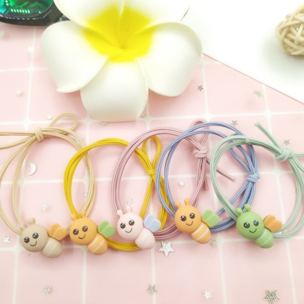 Combo 5 dây cột tóc hình con ong nhiều màu đáng yêu