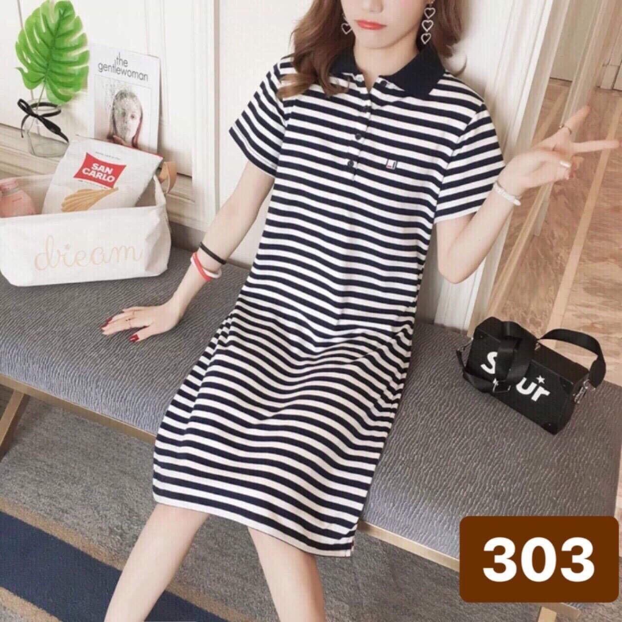 [HCM]Đầm suông cát hàn sọc cho các nàng HN3035