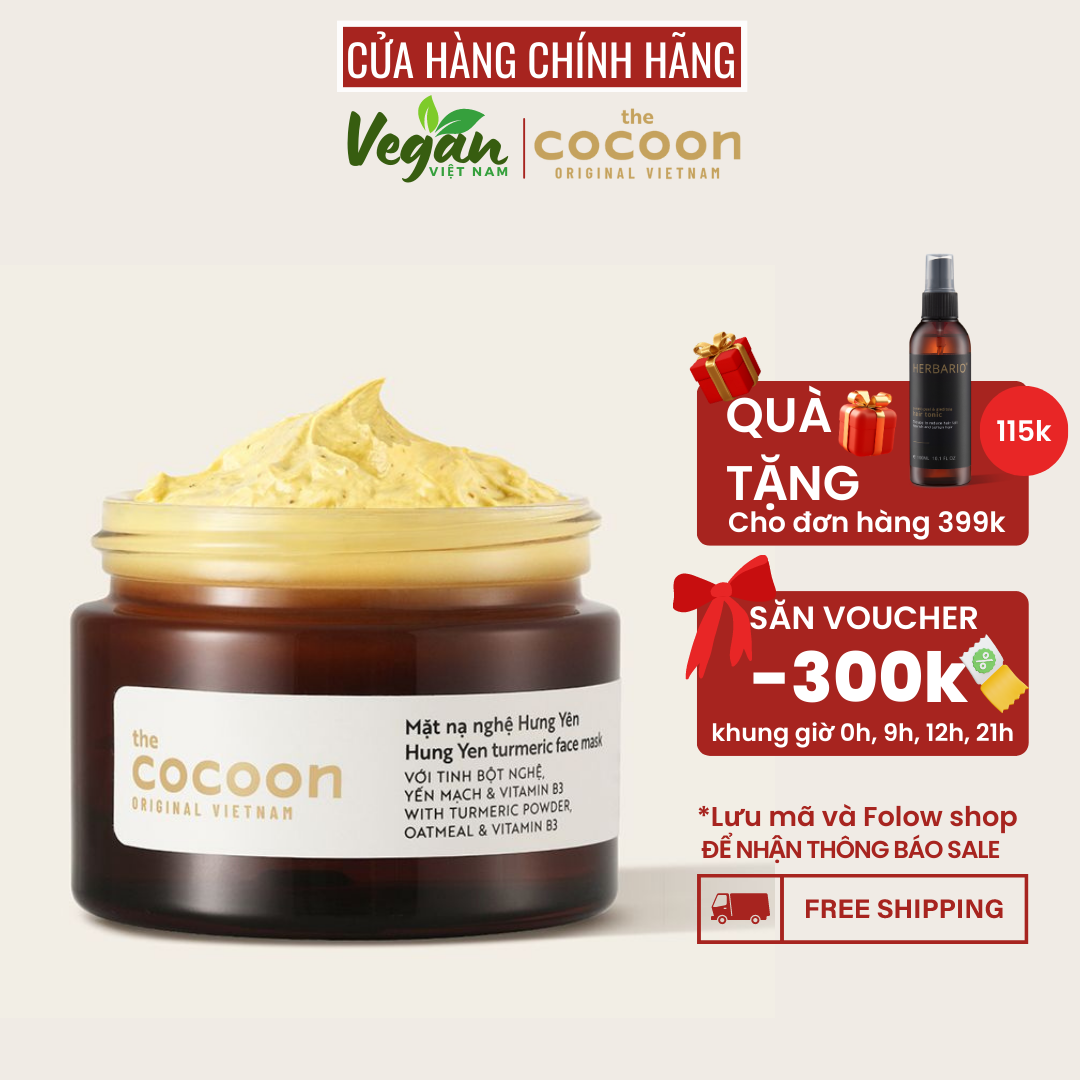 Mặt nạ nghệ Hưng Yên cocoon 30ml làm mờ vết thâm giúp da sáng mịn màng - Vegan Việt Nam