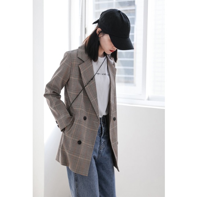 Áo Vest Nữ Nâu Kẻ 2 Lớp Siêu Đẹp A277