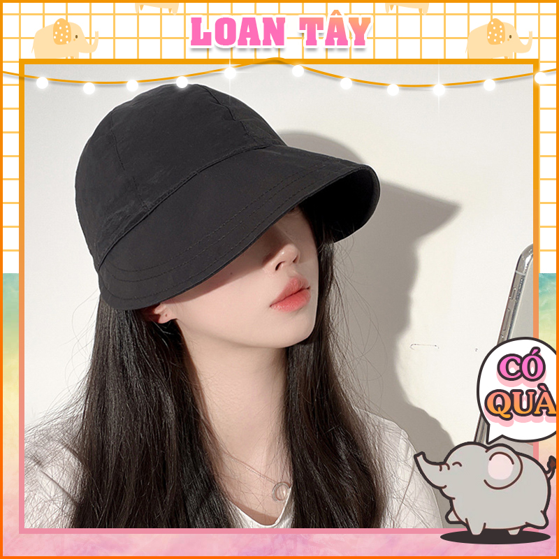 Nón vải vành rộng dây rút thời trang hàn l2201 - loantay