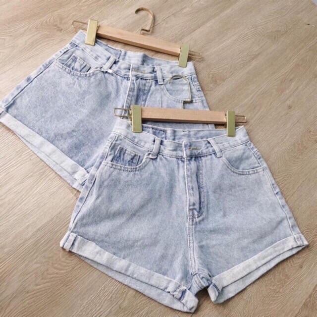 Short jean trơn lật lai