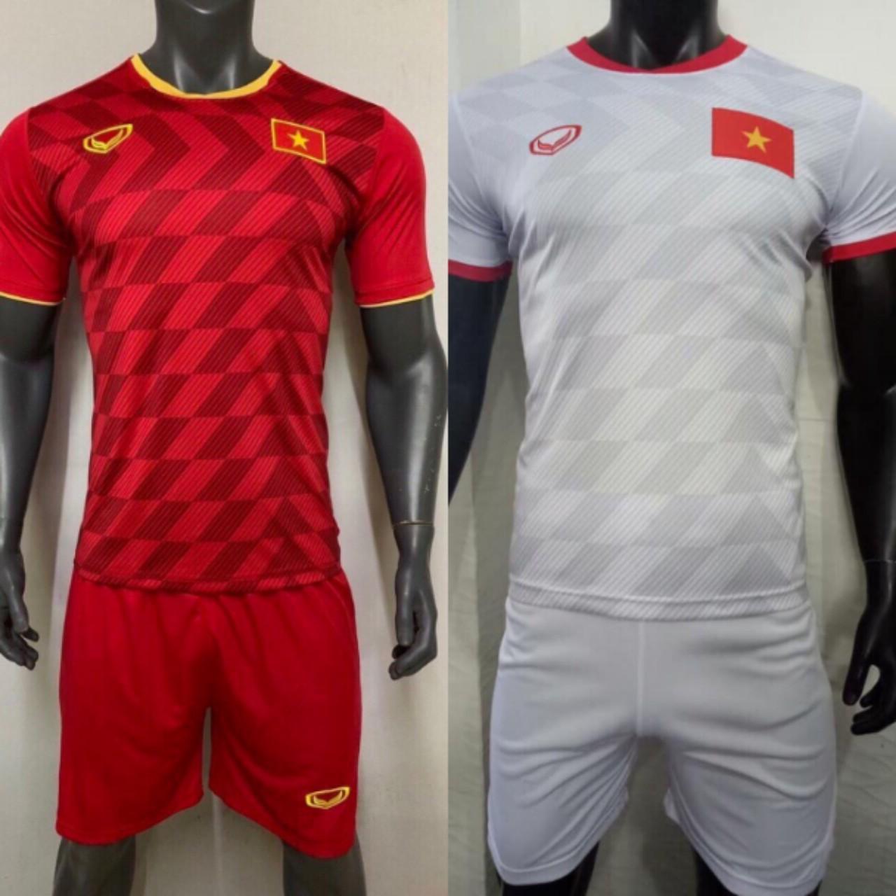 Bộ quần áo đá bóng, đá banh thi đấu VIỆT NAM 2019-20 màu đỏ, trắng ĐỒ TẬP TỐT