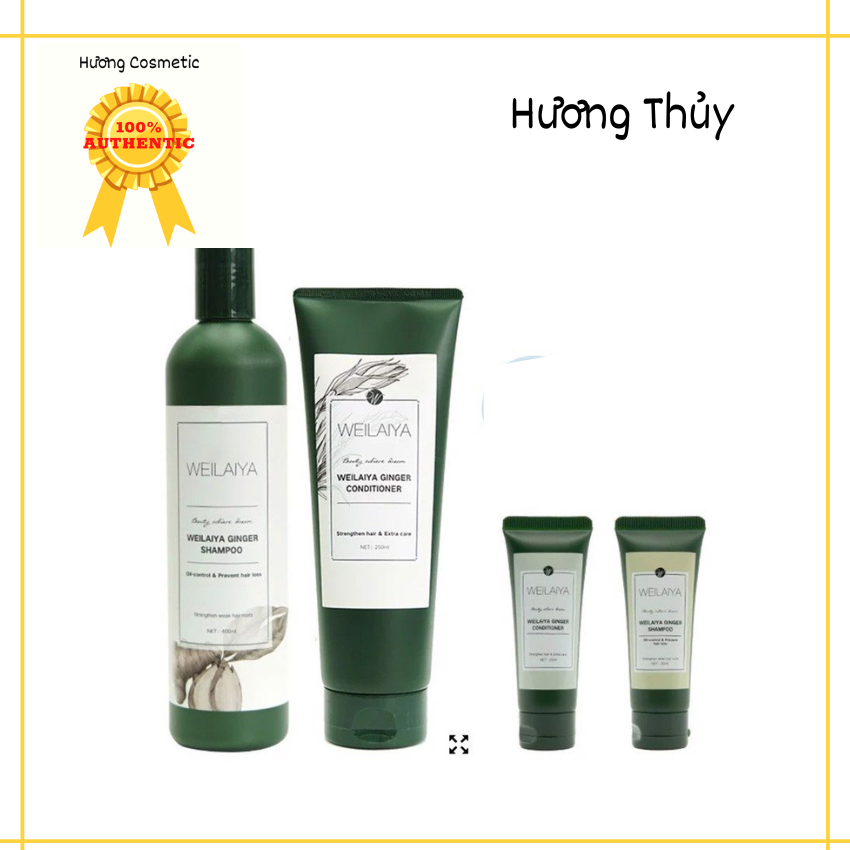[Xả hàng cân date 07/2024 ] dầu gội xả gừng trắng kích mọc tóc Weilaiya Ginger (kèm set gội xả mini 14g)