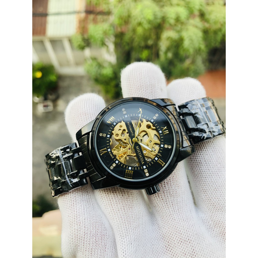 Đồng hồ nam cơ lộ máy chính hãng micocoa mẫu mới khóa đôi inox máy tốt (tặng kèm hộp đồng hồ)
