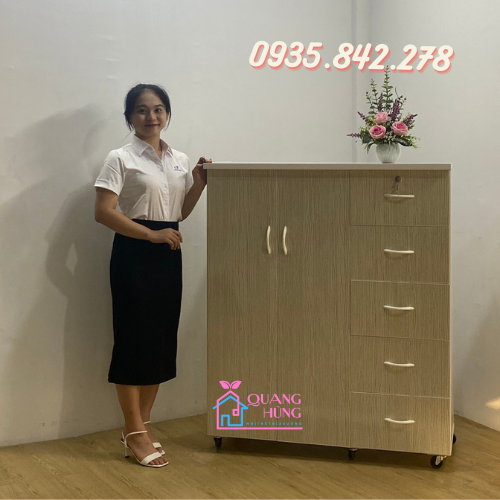 Tủ nhựa đài loan 2 cánh 5 hộc kéo 1m25 x 1m05 x 42cm giá rẻ giao nhanh