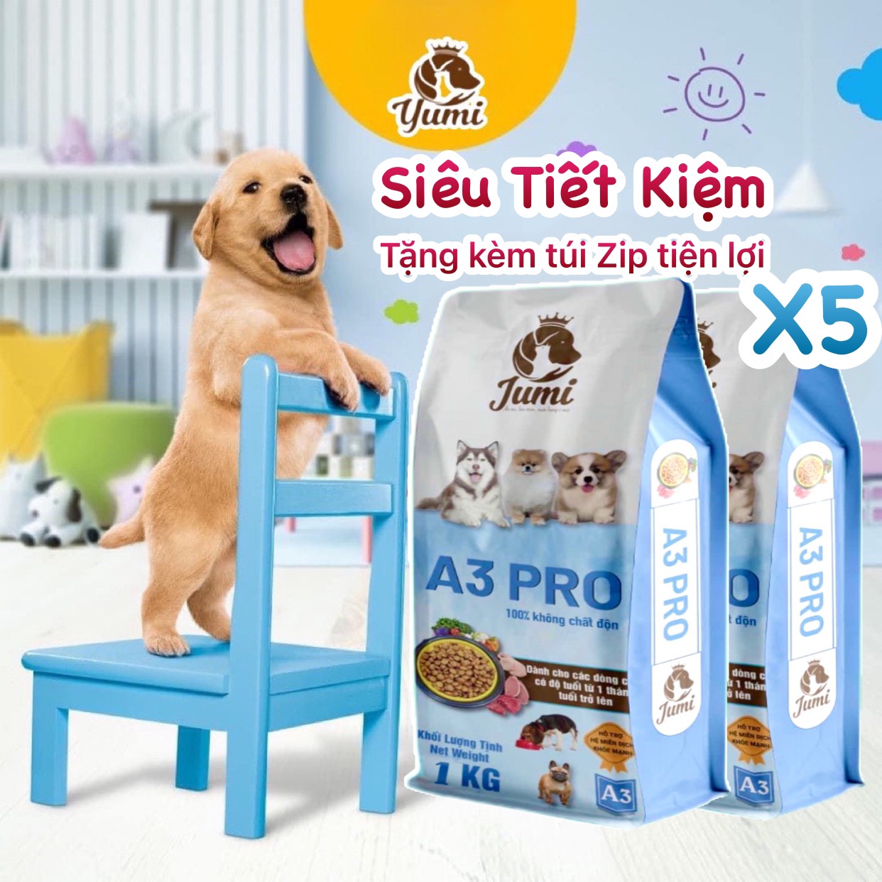 5 kg thức ăn cao cấp dành cho chó jumi bao 5 kg siêu tiết kiệm