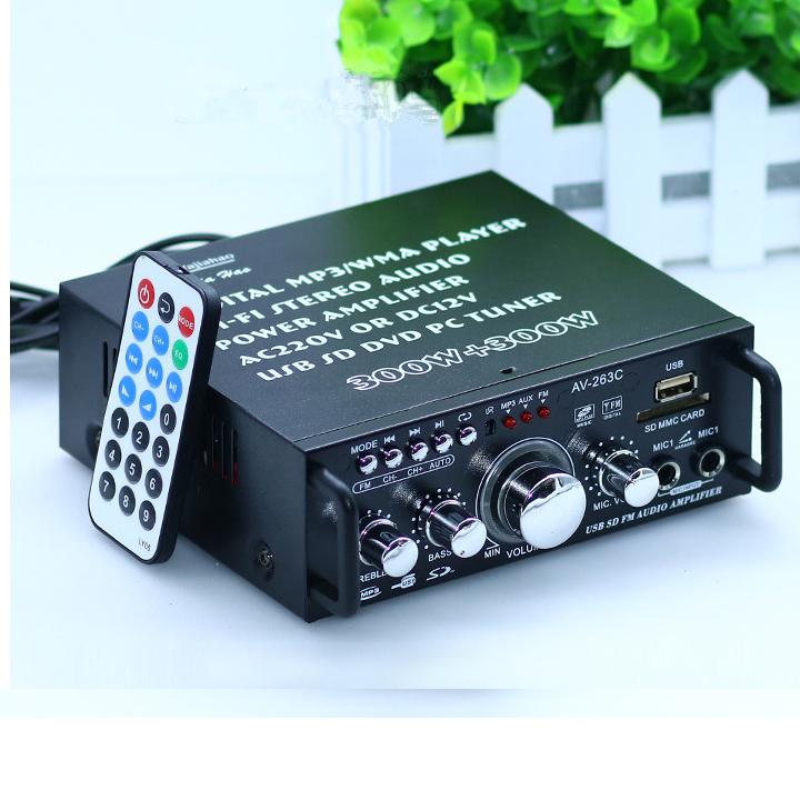 Ampli mini blutooth 12v 220v av-153tv, usb,sd,fm