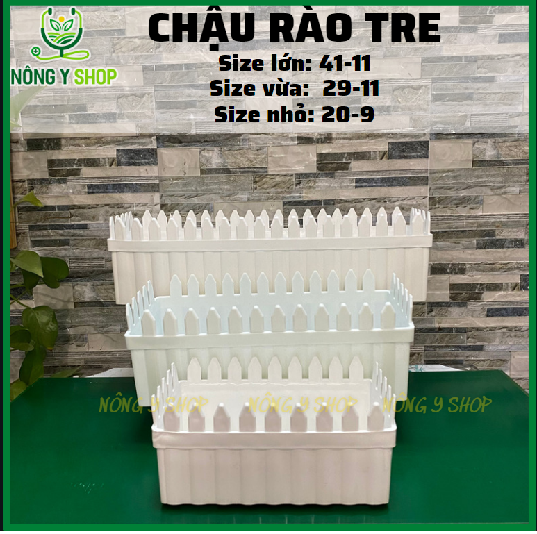 Chậu hàng rào, chậu rào tre, chậu ban công, chậu rào màu trắng, chậu trồng hoa, cây kiểng, chậu mười giờ
