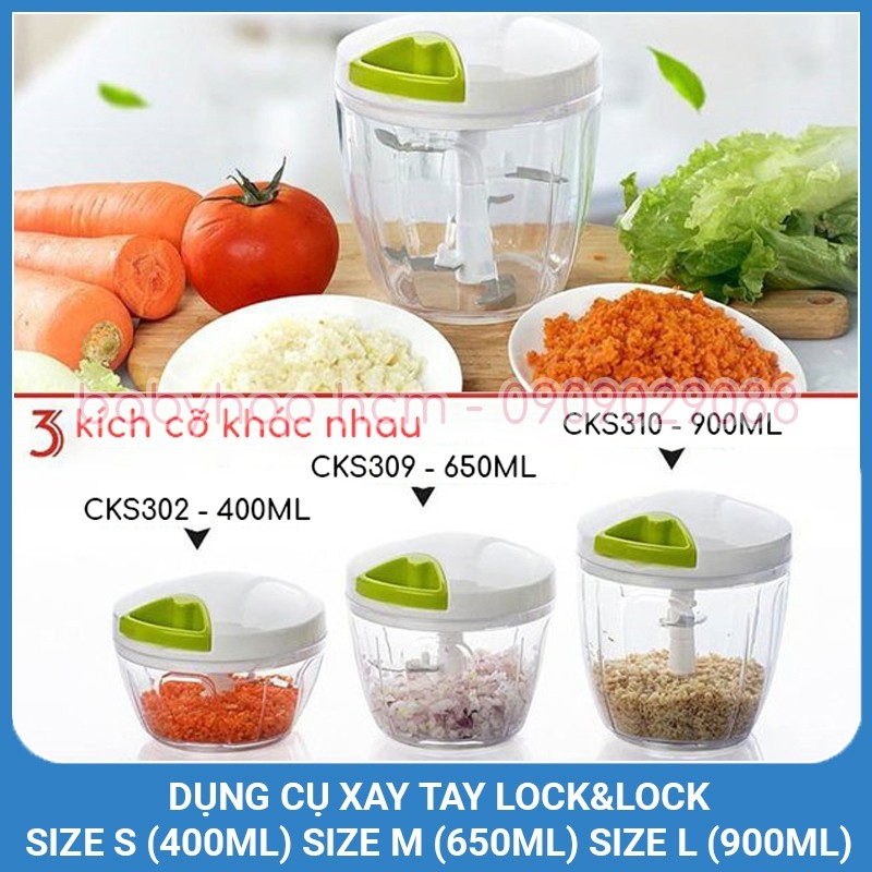 Dụng Cụ Xay Tỏi Ớt Băm Nhỏ Thực Phẩm Lock Lock Đủ Size Đủ Màu CKS321GRN CKS302 CKS307 CKS308 CKS309 CKS310 400-600-900ml